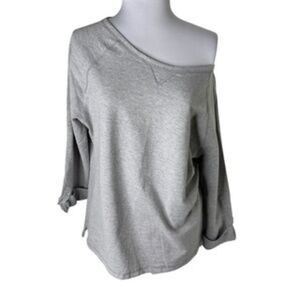 Hanes NWOT Large Round Neck or Off Shoulder Relaxed Gray Sweatshirt Top Size XL